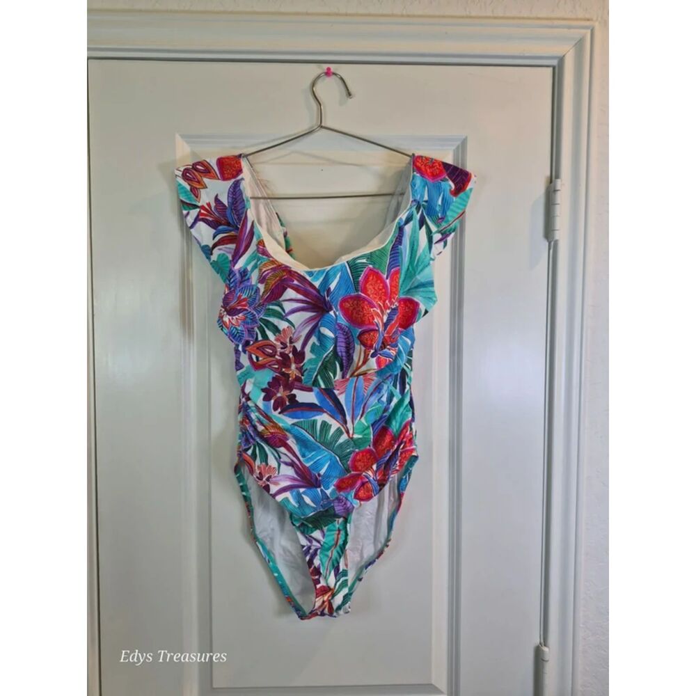 La Blanca Tropical Floral One Piece Swimsuit NWOT